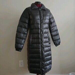 Coatology Women's Coat Long Down Puffer Jacket Maxi Feathers Racoon Fur Size XS